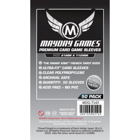Mayday Games Magnum Platimun Card Sleeves Dwarf King 50 61x112mm 7143