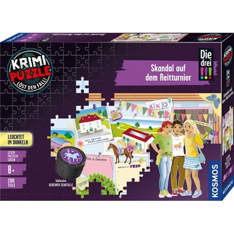 Krimipuzzle: Die drei !!! – Skandal auf dem Reitturnier (200 Teile)