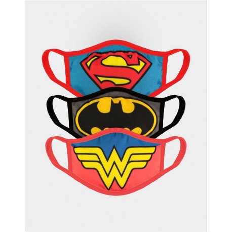 Superman Batman Wonder Woman Adjustable Gesichtsmaske (3er Pack