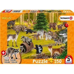 Puzzle Schleich Wild Life + Waschbärfigur