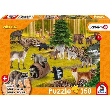 Puzzle Schleich Wild Life + Waschbärfigur