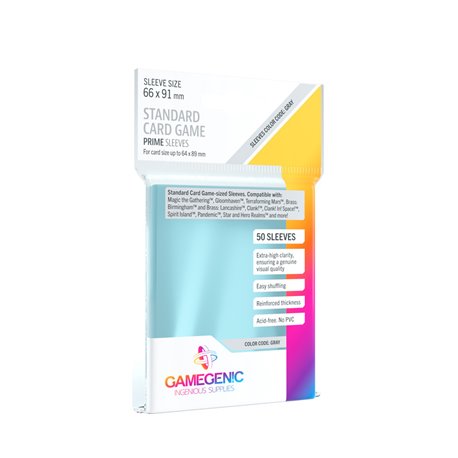 PRIME Standard Card Game Sleeves 66 x 91 mm Clear • (Display mit 16 Einzelpacks) Sprachunabhängig
