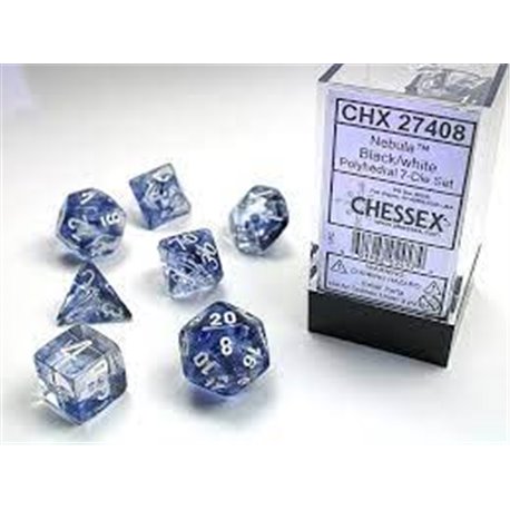 CHX27408 Dice Set7 nebula polyhydral blac