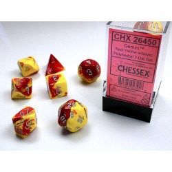 CHX26450 Red-Yellow w/silver Gemini Polyhedral 7-Die Sets