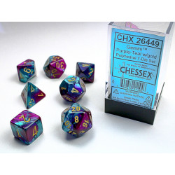 CHX26449 Purple-Teal w/gold Gemini Polyhedral 7-Die Sets