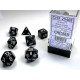 CHX25408 Black w/white Opaque Polyhedral 7-Die Sets