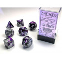 CHX26432 Purple-Steel w/white Gemini Polyhedral 7-Die Sets
