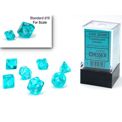CHX20385 Translucent Mini-Polyhedral Teal/white 7-Die Set