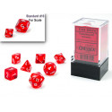 CHX20374 Translucent Mini Polyhedral Red white 7 Die Set