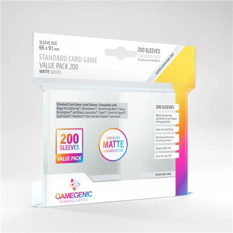 Gamegenic MATTE Sleeves Standard Card Game Value Pack (200) 66x91 Kartengröße 64x89 
