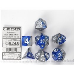 CHX26423 Gemini Polyhedral Blue Steel white 7Die Set