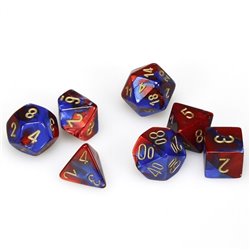 CHX26429 Gemini Polyhedral Blue Red gold 7Die Set