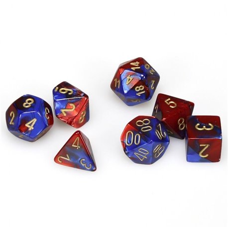 CHX26429 Gemini Polyhedral Blue Red gold 7Die Set