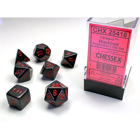 CHX25418 Opaque Polyhedral Black/red 7-Die Set