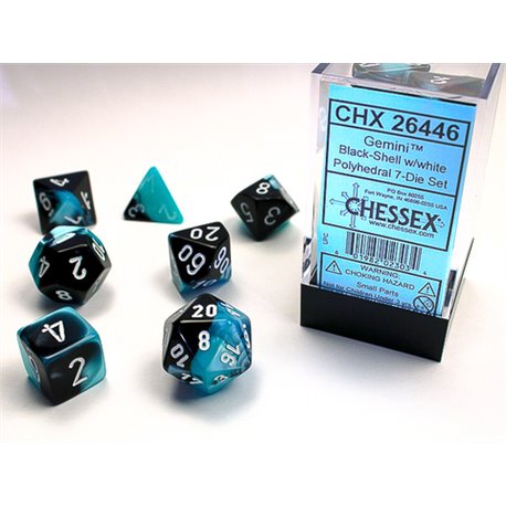 CHX26446 Gemini Polyhedral Black-Shell/white 7-Die Set