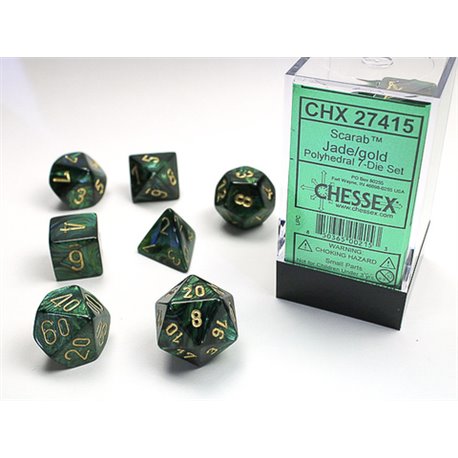 CHX27415 Scarab Polyhedral Jade/gold 7 Die Set