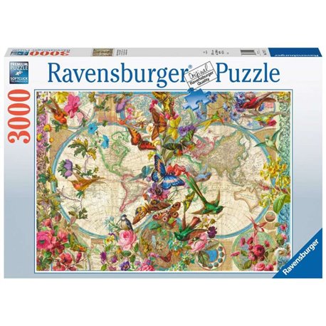 Puzzle Weltkarte mit Schmetterlingen 3000T