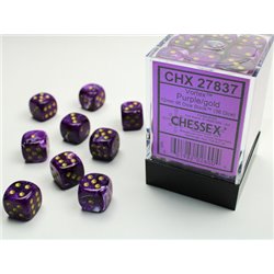 CHX27837 Vortex 12mm d6 purple/gold Dice Block 36 dice