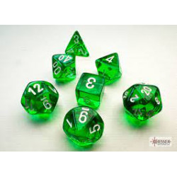 CHX20375 Translucent Mini Polyhedral green/white 7 Die Set