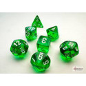 CHX20375 Translucent Mini Polyhedral green/white 7 Die Set