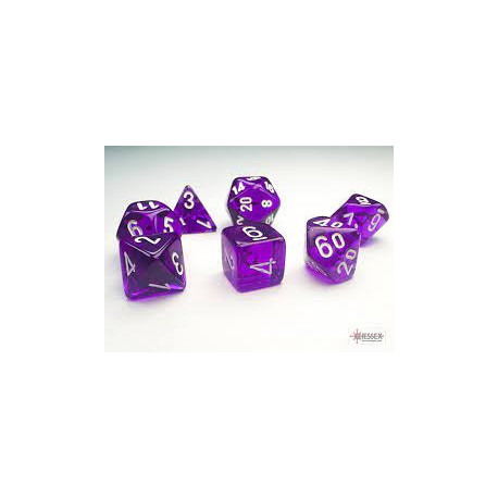 CHX20377 Translucent Mini Polyhedral Purple/white 7 Die Set