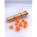 CHX30060 Translucent Polyhedral Neon Orange/white 7-Die Set with bonus die