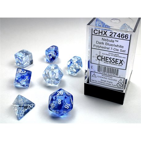 CHX27466 Nebula Polyhedral Dark Blue/white 7 Die Set