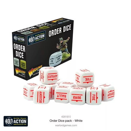 Bolt Action Orders Dice pack WHITE 12
