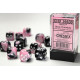 CHX26630 Gemini 16mm d6 Black-Pink white Dice Block (12 dice)