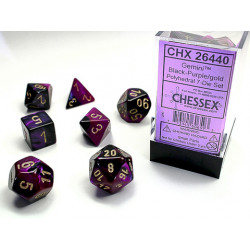 CHX26440 Gemini Polyhedral Black Purple/gold 7-Die Set