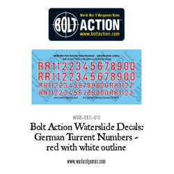 Bolt Action German Turret numbers red with white outline decal sheet WGB-DEC-013
