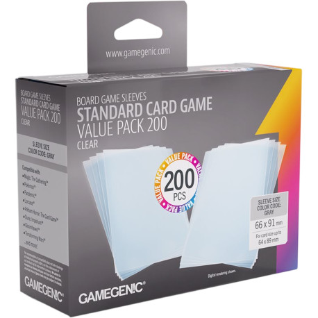 Gamegenic CLEAR Sleeves Standard Card Game Value Pack (200) 66x91 Kartengröße 64x89 
